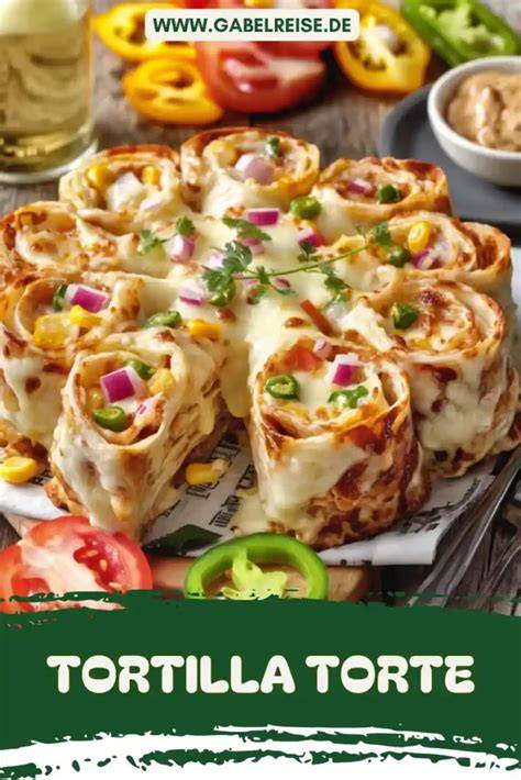 Überbackene Wrap Torte mit goldbraunem Käse