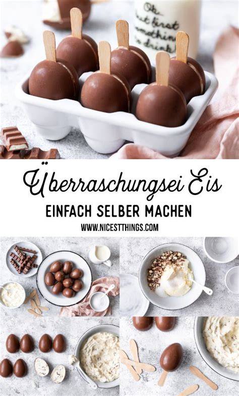 Überraschungsei Kuchen dekoriert mit Schokobons und Ü-Ei Hälften