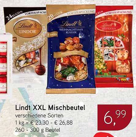 Übersicht Lindt Mischbeutel - 18 verschiedene Schokoladensorten