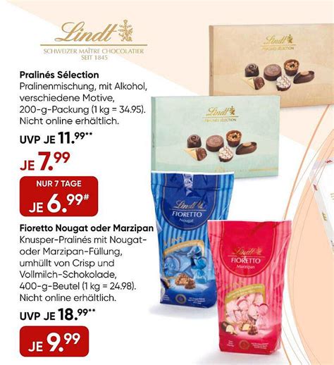 Übersicht Nuss-Sélection und Pralines