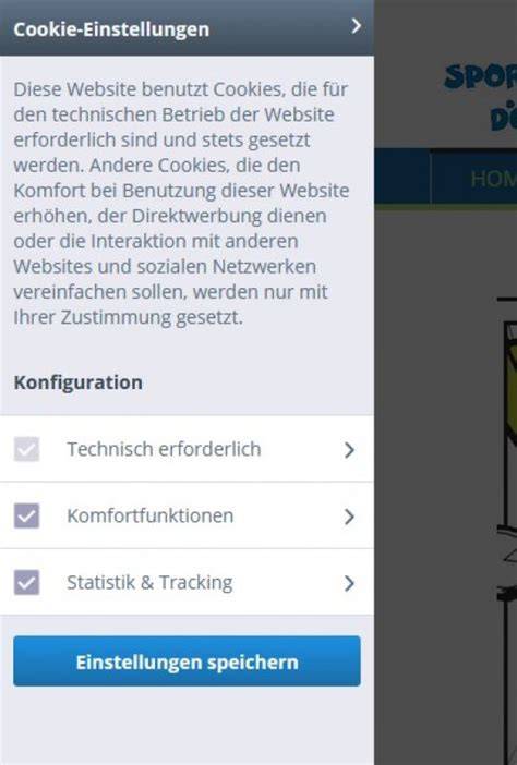 Übersicht Online-Shop und Cookie-Einstellungen