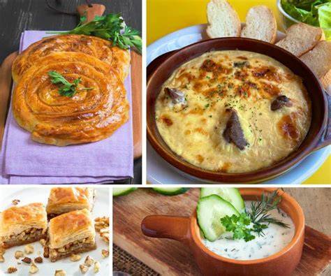 Übersicht der albanischen Desserts auf einer Festtafel