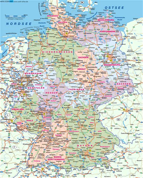 Übersichtskarte der Verkehrsanbindung Lehrtes mit Autobahnen und Bahnlinien