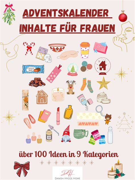 übersicht verschiedene adventskalender-typen für frauen