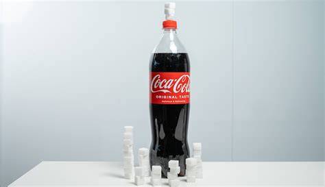 0,5-Liter-Flasche Cola mit Zuckerwürfeln zur Veranschaulichung