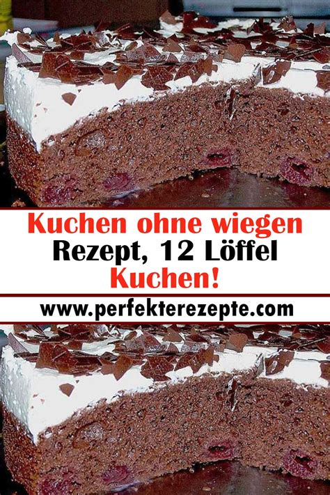 12 Löffel Kuchen Zutaten und fertiger Kuchen
