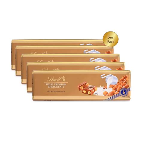 300g Lindt Alpenvollmilch Tafel auf dunklem Hintergrund