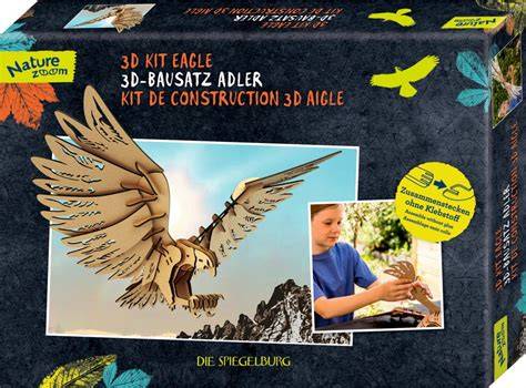 3D-Bausatz Adler aus Holz, Montage ohne Kleber