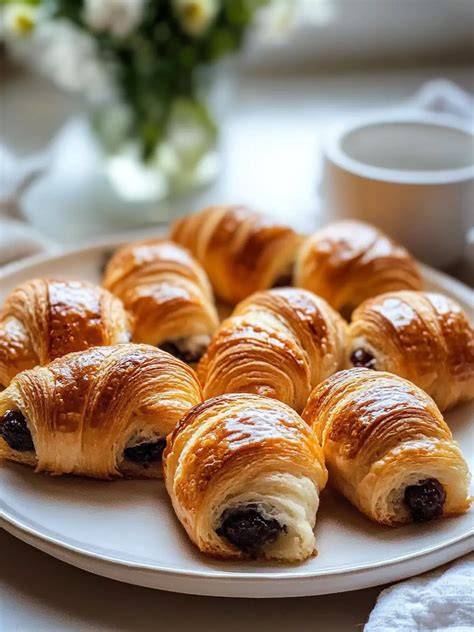 Abgekühlte Croissants auf Backblech vor dem Einfrieren