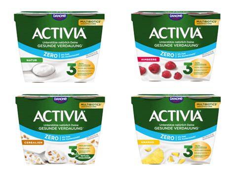Activia ZERO Produktübersicht: vier Sorten