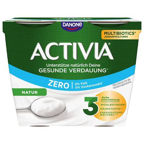 Activia ZERO Sortiment: Natur, Himbeere, Ananas, Cerealien - Produktabbildung