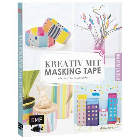 Adventshäuser basteln mit Masking Tape, Schere und Sticker