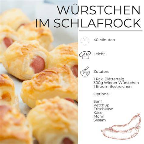 Alle Zutaten für Mini Würstchen im Schlafrock als ansprechende Infografik
