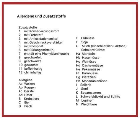 Allergene und Zutaten auf Produktetikett