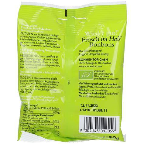 Allergeninfos auf Bonbonverpackung