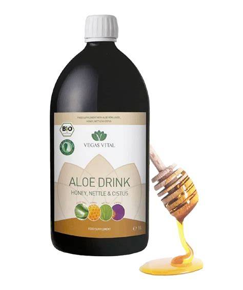 Aloe Vera Saft in Glas mit Honig