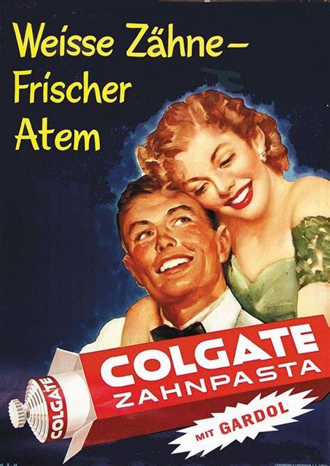 Alte Werbeanzeigen und Verpackungen aus den 1950er Jahren