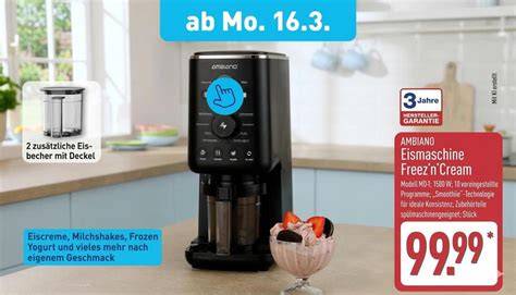 Ambiano Eismaschine auf Küchenarbeitsplatte