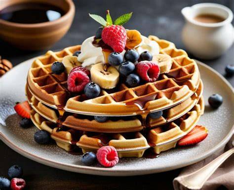 Amerikanische Waffeln mit typischen Toppings