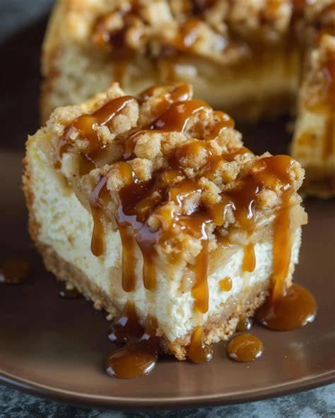 Amerikanischer Cheesecake mit Nougat und Karamellsauce