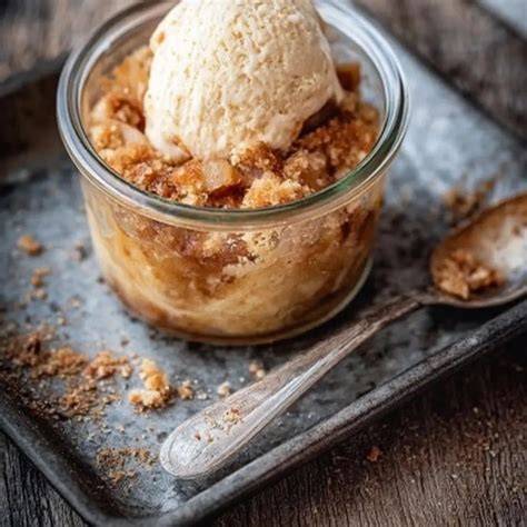 Ananas-Crumble im Ofen mit Vanilleeis