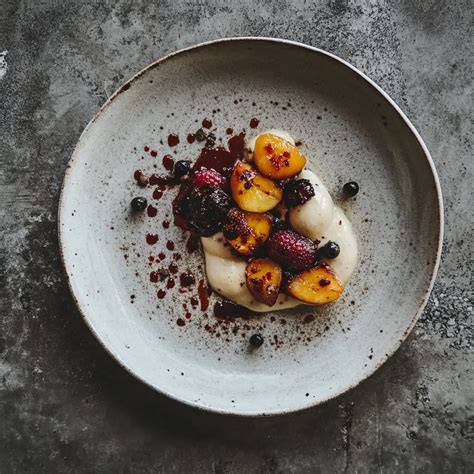 Ananas-Kokos-Joghurtdessert auf hellem Teller