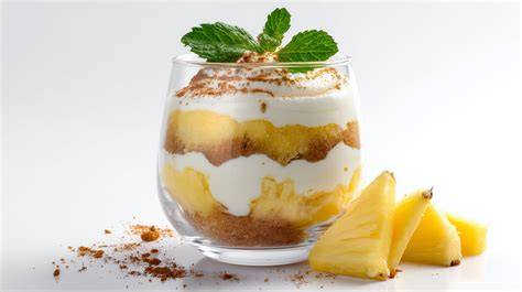 Ananas-Puddingcreme im Glas mit Minze