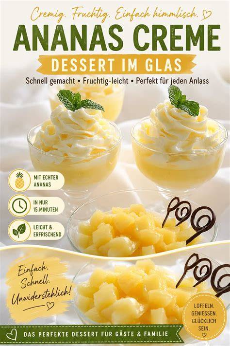 Ananascreme im Dessertglas mit Sahnehaube
