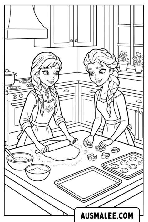 Anna und Elsa Kekse in Schneeflockenform, dekoriert in Blau und Weiß
