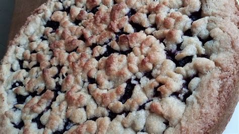 Anschnitt: Heidelbeer-Quark-Kuchen mit Streuseln
