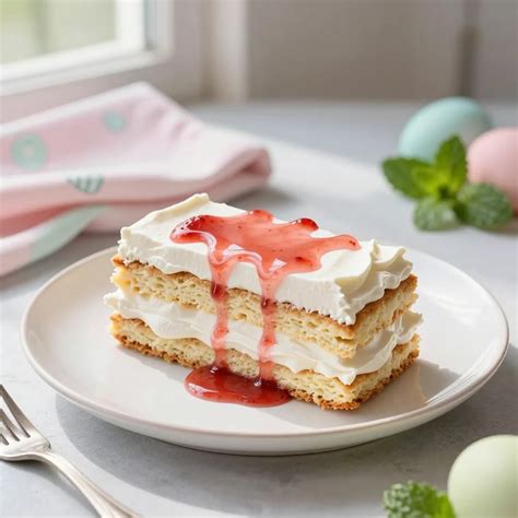 Anschnitt einer Sahne-Krokant-Torte mit Schichten aus Biskuit, Toffeecreme und Krokantsahne