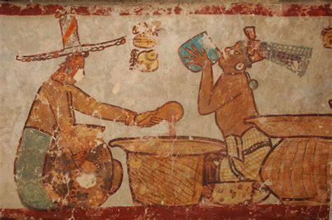 Antike Darstellung der Maya mit Kakaogetränk