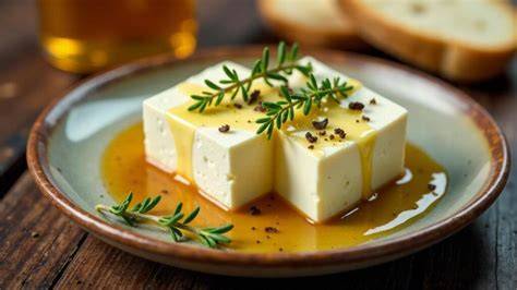 Antipasti mit gebackenem Hirtenkäse und Honig