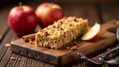 Apfel, Zimt und Nüsse auf Holztisch