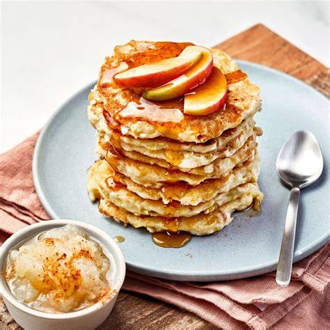 Apfel Pancakes mit körnigem Frischkäse