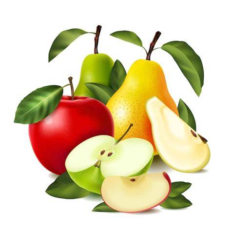 Apfel und Birne aufgeschnitten