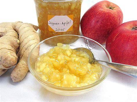 Apfel und Ingwer - Hauptzutaten der Marmelade im Detailbild