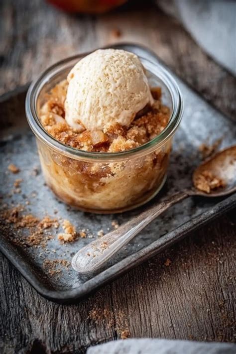 Apfel-Crumble mit Vanilleeis