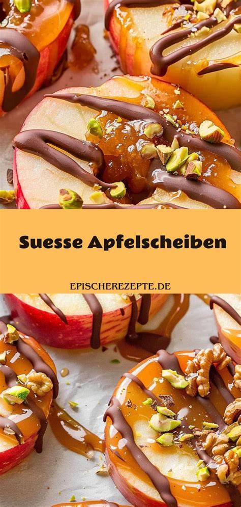Apfel-Grieß-Pudding-Tarte mit Karamell und Apfelscheiben dekoriert