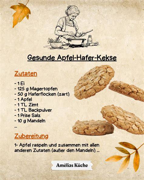 Apfel-Haferflocken-Kekse Infografik: Zutaten und Zubereitung