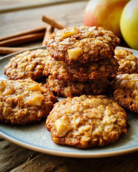 Apfel-Haferflocken-Kekse auf Backblech