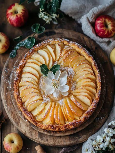 Apfel-Honigkuchen auf Holzbrett