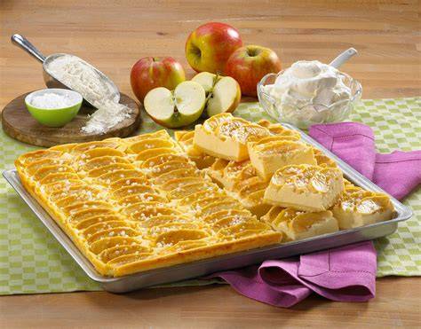 Apfel-Käsekuchen vom Blech mit Zimtstreuseln, Schritt-für-Schritt-Infografik