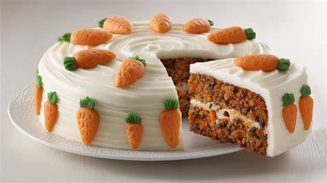 Apfel-Möhren-Kuchen mit Zitronenguss und Marzipanmöhren