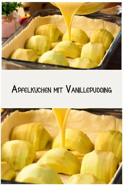 Apfel-Plunder mit Vanillepudding, Zutaten und Schritte als Infografik