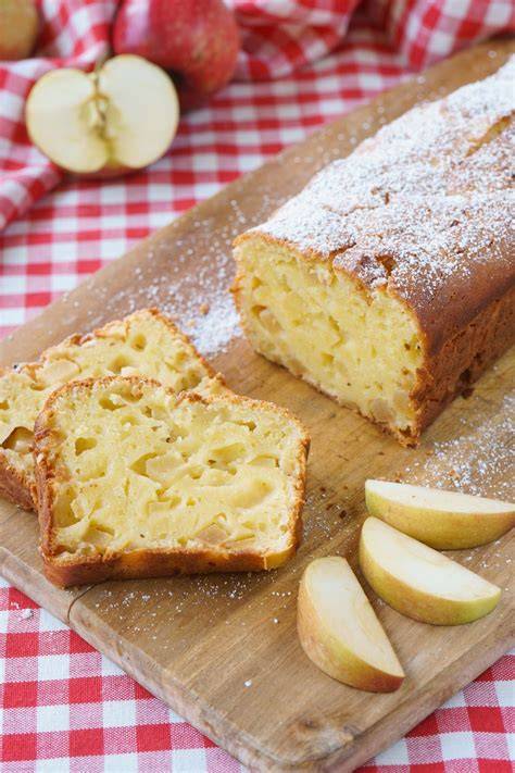 Apfel-Quark-Kuchen in der Kastenform - Zubereitungsschritte und Anschnitt