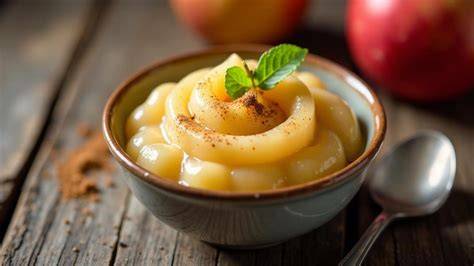 Apfel-Ricotta-Dessert mit Apfelmus und Nüssen