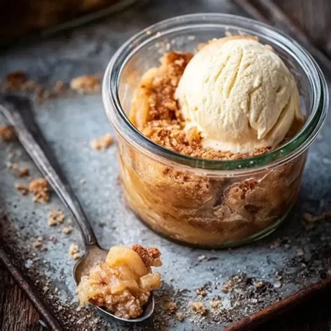 Apfel-Walnuss-Crumble mit Vanilleeis