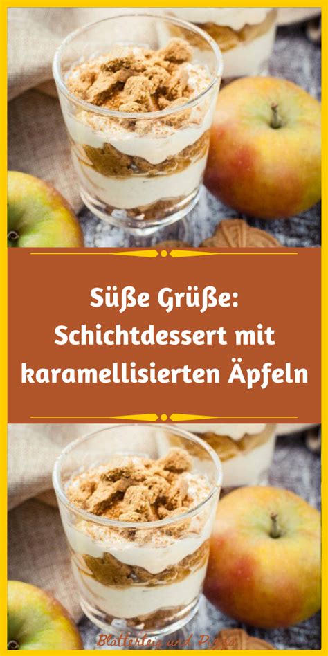 Apfeldessert mit karamellisierten Äpfeln im Glas