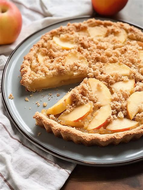 Apfelkuchen im Anschnitt mit Zimtstreuseln
